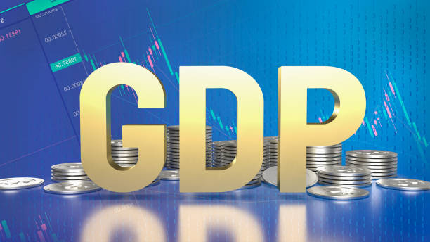 The gold gdp text for business concept 3d rendering